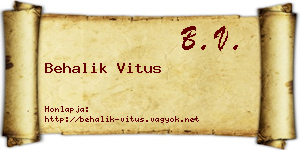 Behalik Vitus névjegykártya